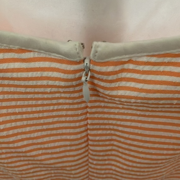 London Times: Apricot/white stripped Dress- back zip- open back- size 10 - Picture 12 of 16